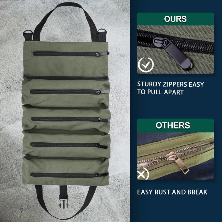Werkzeugtasche, aufrollbare kleine Werkzeugbox, robuster Werkzeug-Organizer mit 2 abnehmbaren Tasche