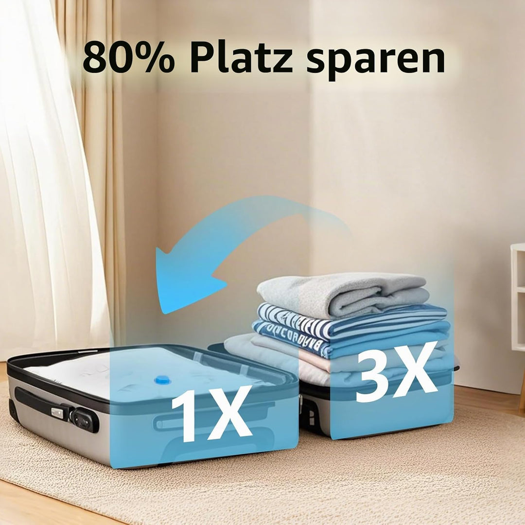 8 Stück Vakuumbeutel für Kleidung mit Elektrischer Luftpumpe, 2 * 100 x 80 cm, 3 * 80 x 60 cm, 3 * 7