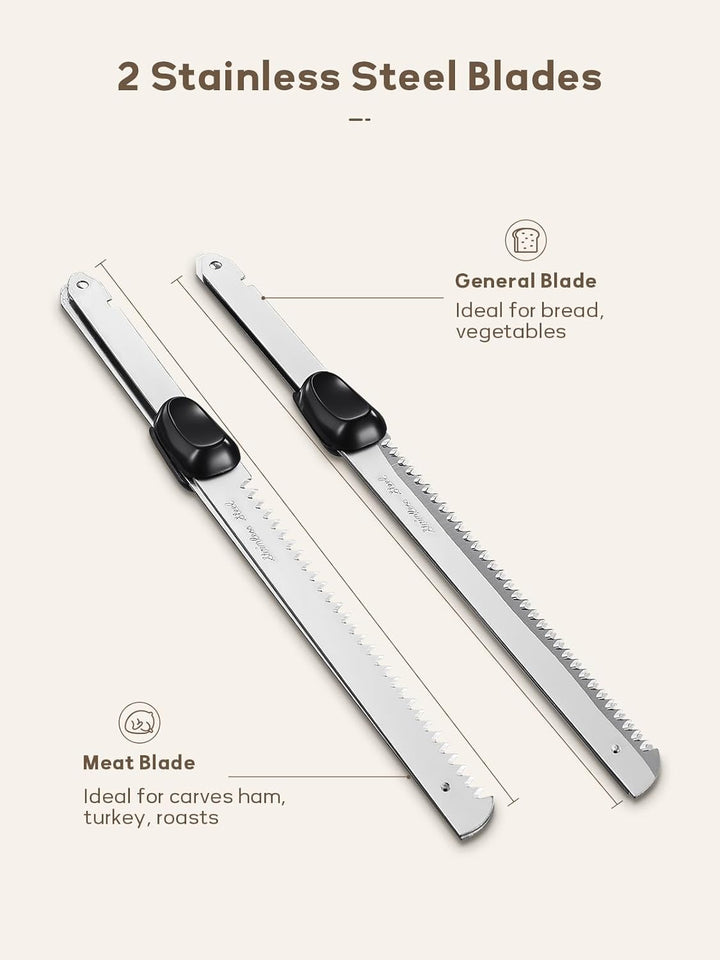 Yabano Elektromesser 150W für Brot und Fleisch mit Tranchiergabel | Sicherheitsverriegelung Ergonomi