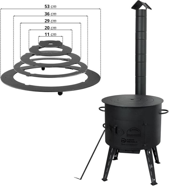 Ø49cm Uchag 2mm stahl Utschak mit Adapter-Ringe Rohr Utschag Feldküche Feuerstelle Campingofen Ausse