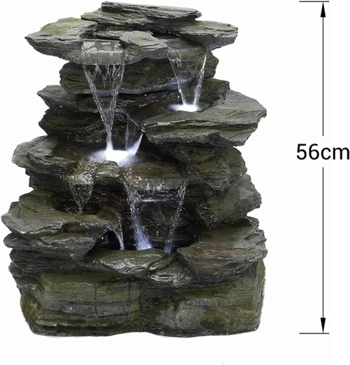 Köhko Springbrunnen Greifensteine Gartenbrunnen in Naturstein-Optik mit LED-Beleuchtung Höhe=56 cm m