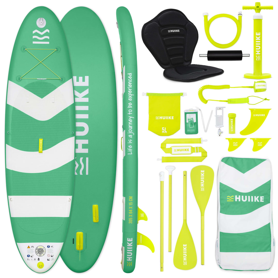 HUIIKE Stand Up Paddling Board mit Zubehör, Paddel, Finnen, Pumpe. Paddle Sup Board Aufblasbar Hohe