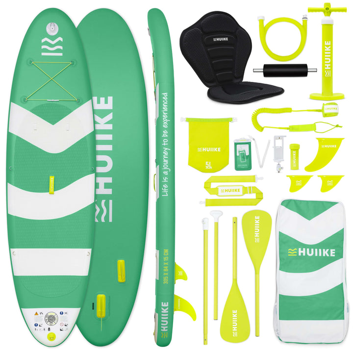 HUIIKE Stand Up Paddling Board mit Zubehör, Paddel, Finnen, Pumpe. Paddle Sup Board Aufblasbar Hohe