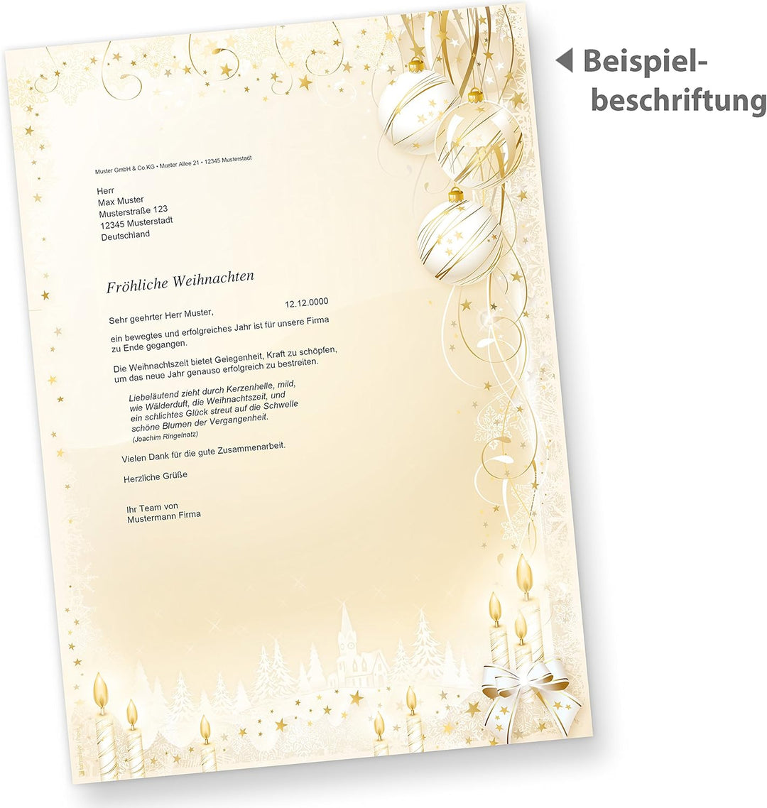 Weihnachtsbriefpapier Weihnachtsmärchen (25 Sets mit Fenster) anmutiges Briefpapier Weihnachten DIN