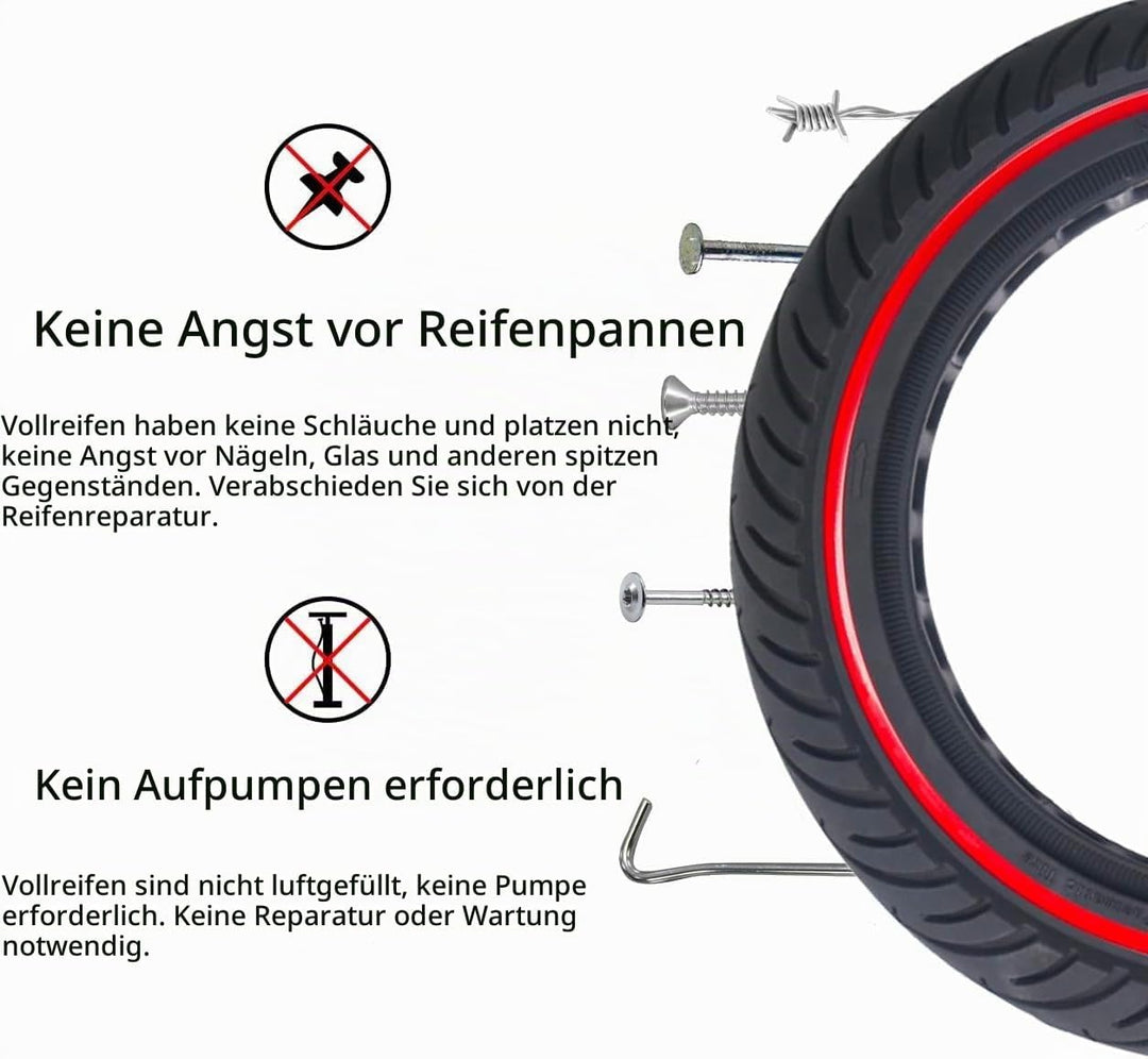 COASTA 60/70-6.5 reifen,Vollgummireifen E-Scooter 10*2.5 Solide Reifen,Red | 10*2.5 Solide Reifen fü