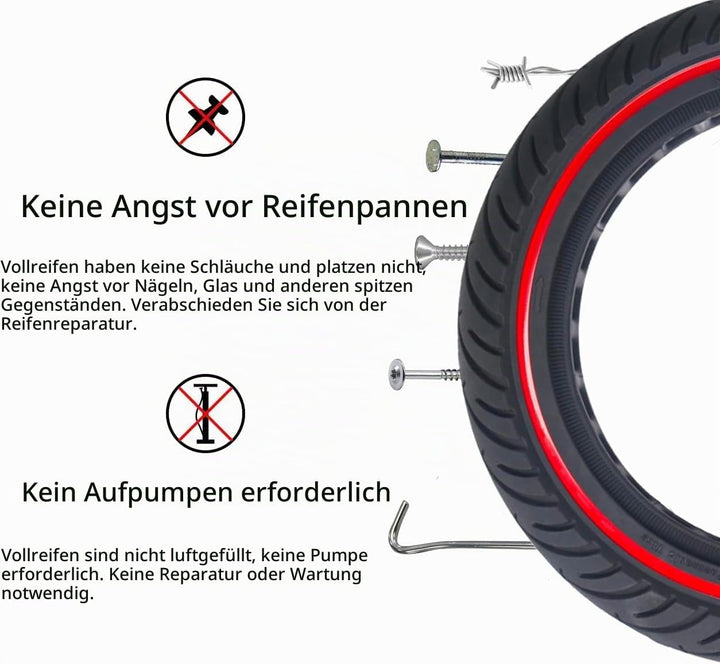 COASTA 60/70-6.5 reifen,Vollgummireifen E-Scooter 10*2.5 Solide Reifen,Red | 10*2.5 Solide Reifen fü