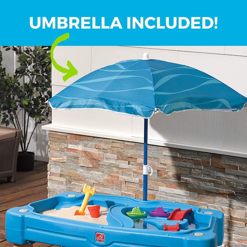 Step2 Cascading Cove Sand & Wassertisch mit Sonnenschirm | Wasserspieltisch für Kinder in Grün | Was