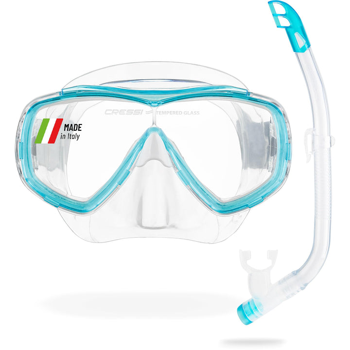 Cressi Estrella Jr - Maske zum Tauchen und Schnorcheln Transparent/Aquamarin Maske + Schnorchel, Tra