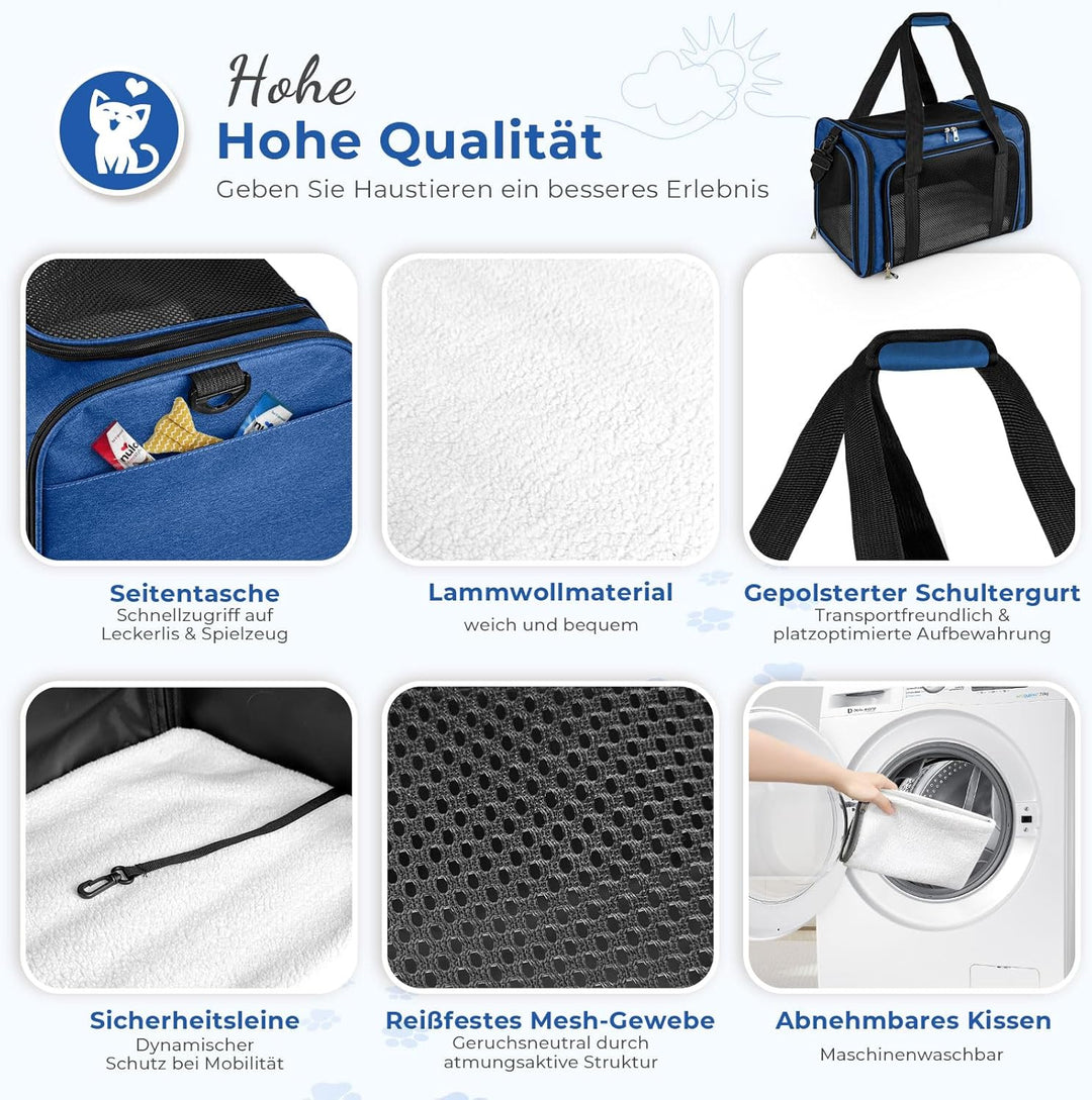 TOFFCAEA Transporttasche für Katze Hund, Hundetransportbox, Faltbare Katzentransportbox, tragbar, 5k