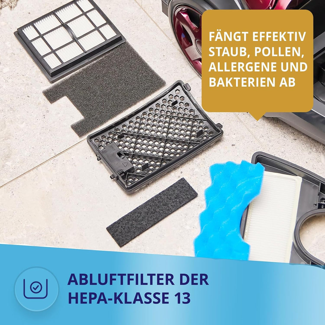 MPM – Beutelloser Staubsauger – 2,5-Liter-Behälter – HEPA-Filter – mit Aufsätzen/Zubehör und Telesko