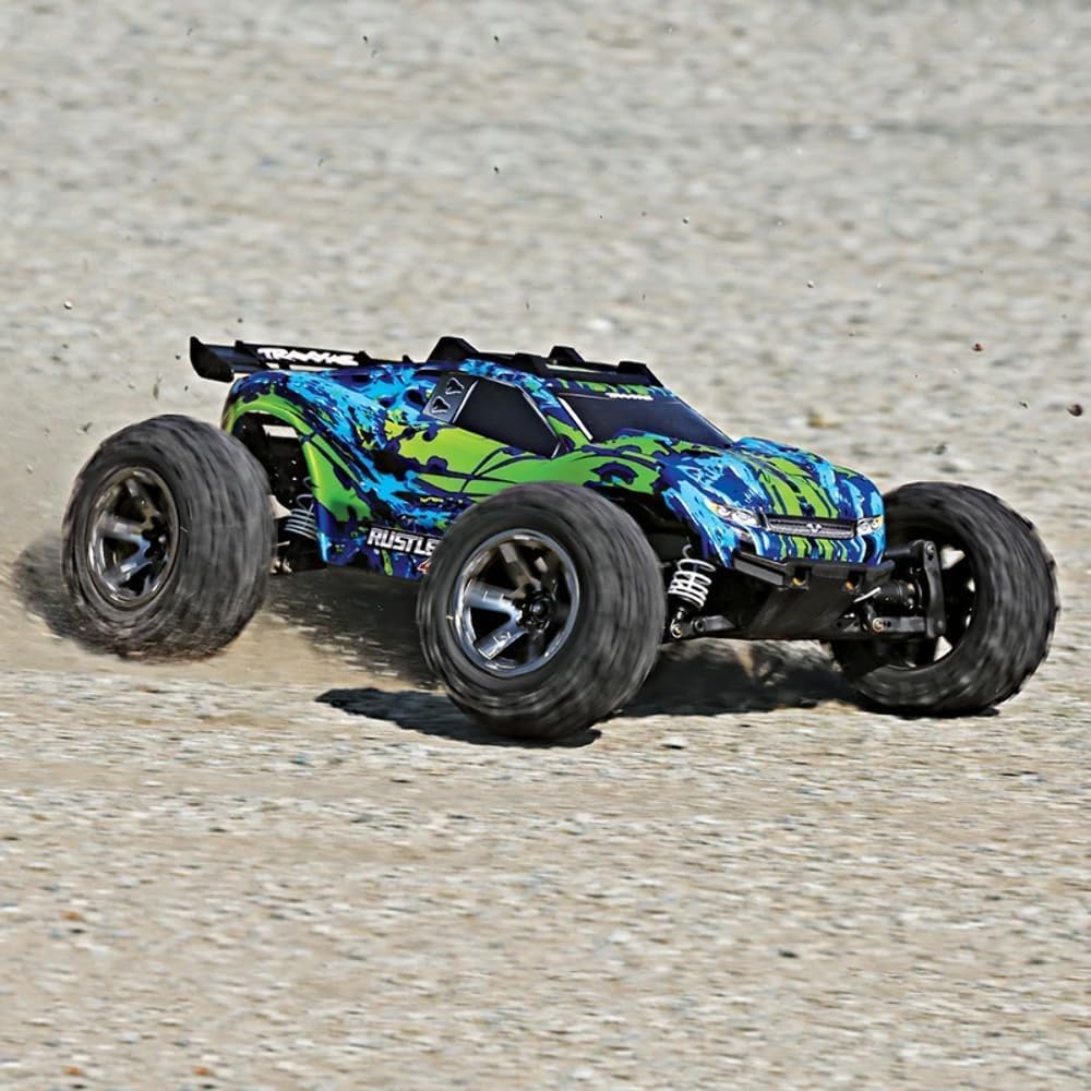 TRAXXAS Rustler grün/blau 4x4 VXL 1/10 Stadium-Truck RTR Brushless, mit TSM ohne Akku und Ladegerät