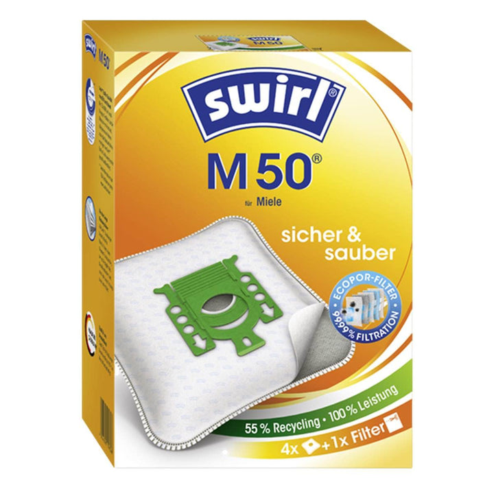 4 Original Swirl Staubsaugerbeutel M50 kompatibel mit vielen Miele Staubsaugern 4x Swirl Beutel M50,