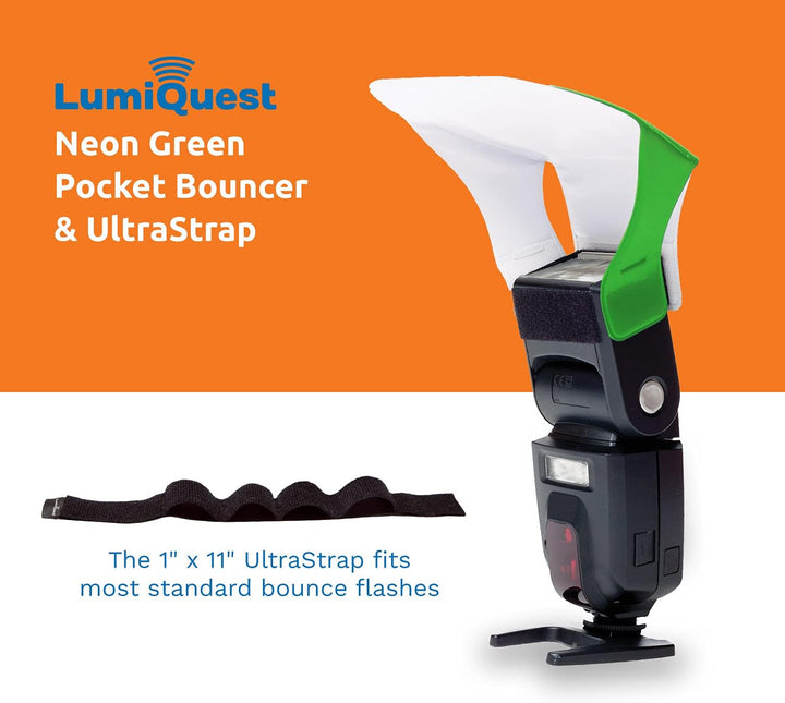 LumiQuest Flash Pocket Bouncer, Flash Diffuser with UltraStrap Bundle, Universal Classic Design for