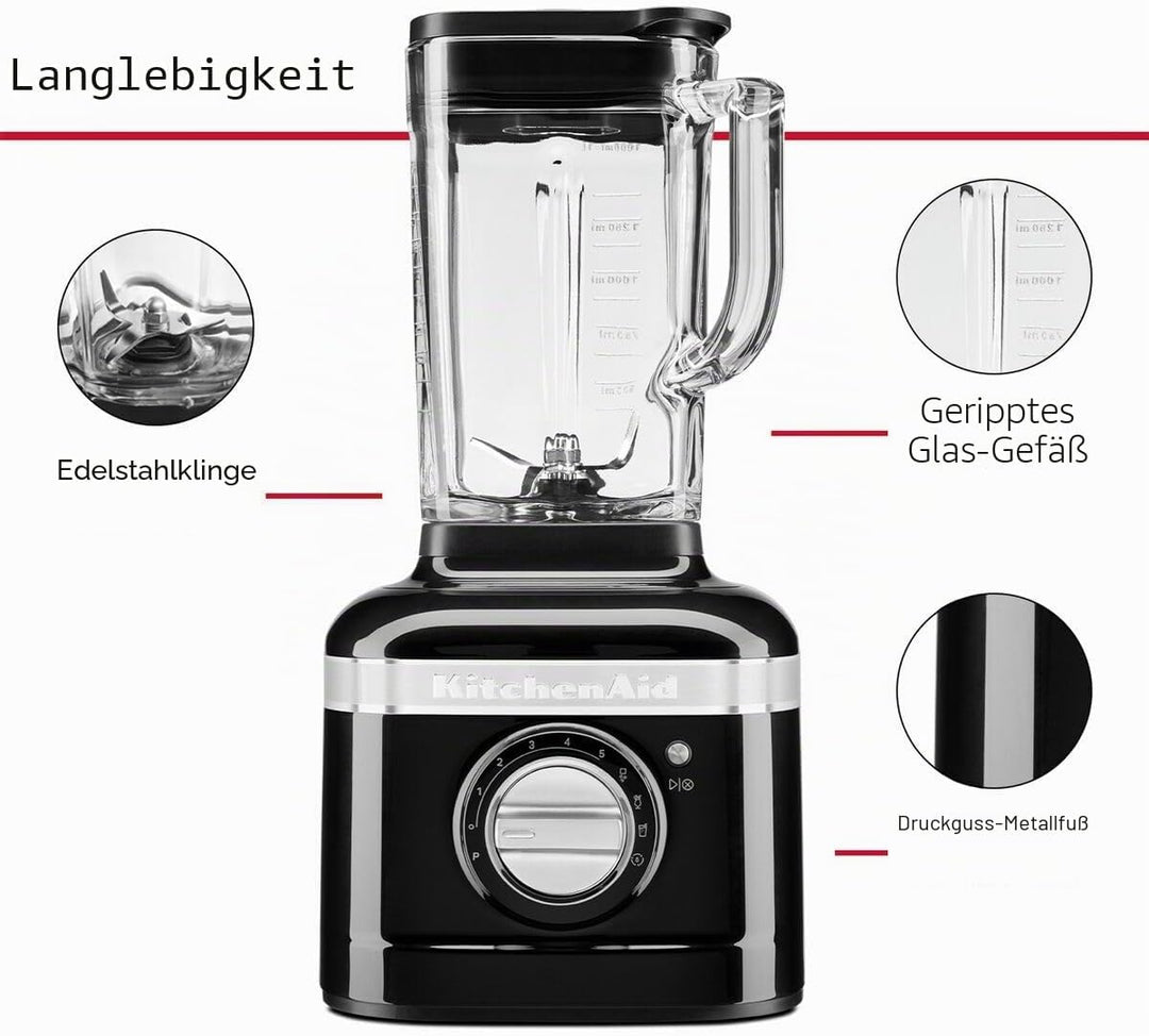 KitchenAid Standmixer mit 1,4 L Glaskrug - Artisan - Kompakter Hochleistungsmixer 1200 W - Food Proc