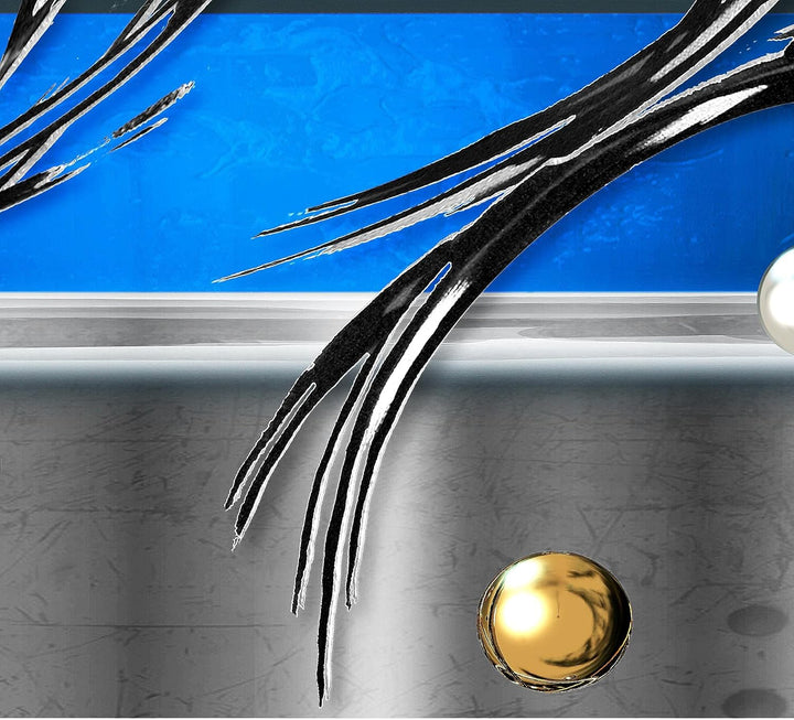 Runa Art Wandbilder Abstrakt 5 Teilig Bild auf Vlies Leinwand Deko Wohnzimmer Schlafzimmer Blau Grau