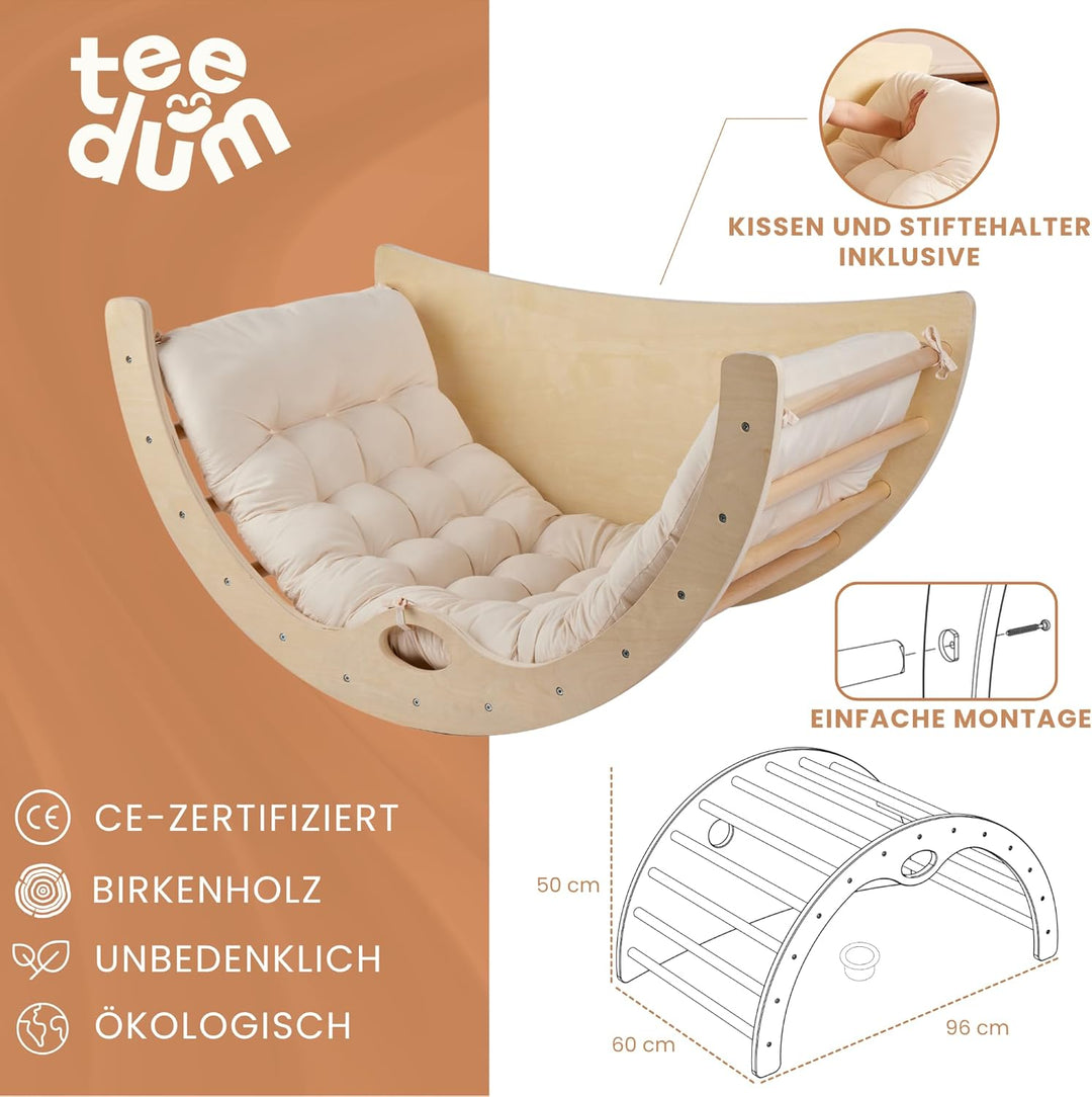 Kletterbogen Montessori mit Kissen - Motorikmodul und Kletterparcours für Babys, CE-Zertifiziert für