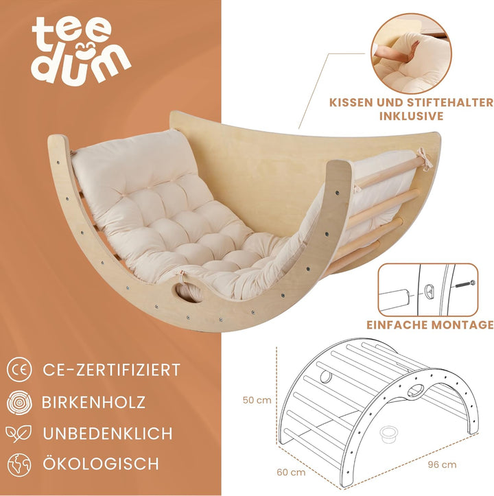 Kletterbogen Montessori mit Kissen - Motorikmodul und Kletterparcours für Babys, CE-Zertifiziert für