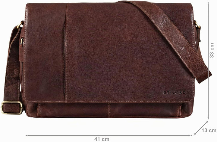 STILORD Vintage Umhängetasche Leder gross für Herren Damen 15.6 Zoll Laptoptasche Unitasche Bürotasc