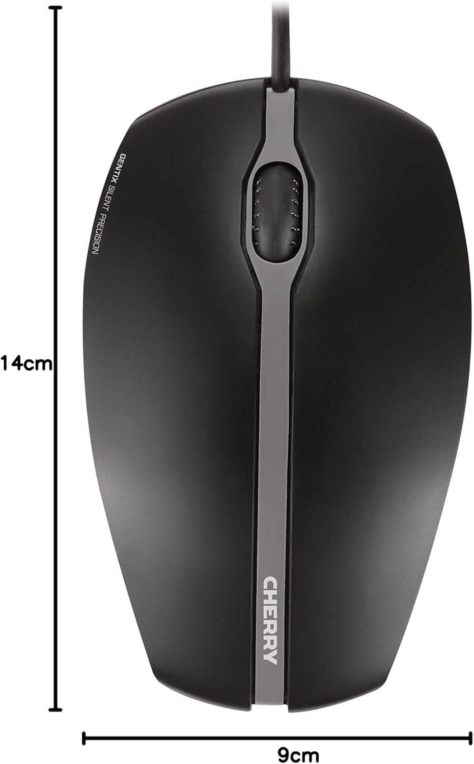 CHERRY GENTIX Silent, kabelgebundene Maus, leise Design-Maus ohne klick, perfekte Ergonomie, präzise