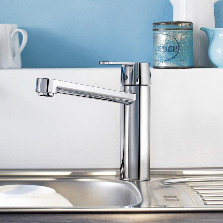 GROHE Get - Einhand- Spültischarmatur (mittelhoher Auslauf, Schwenkbereich 140°, Einlochmontage), ch