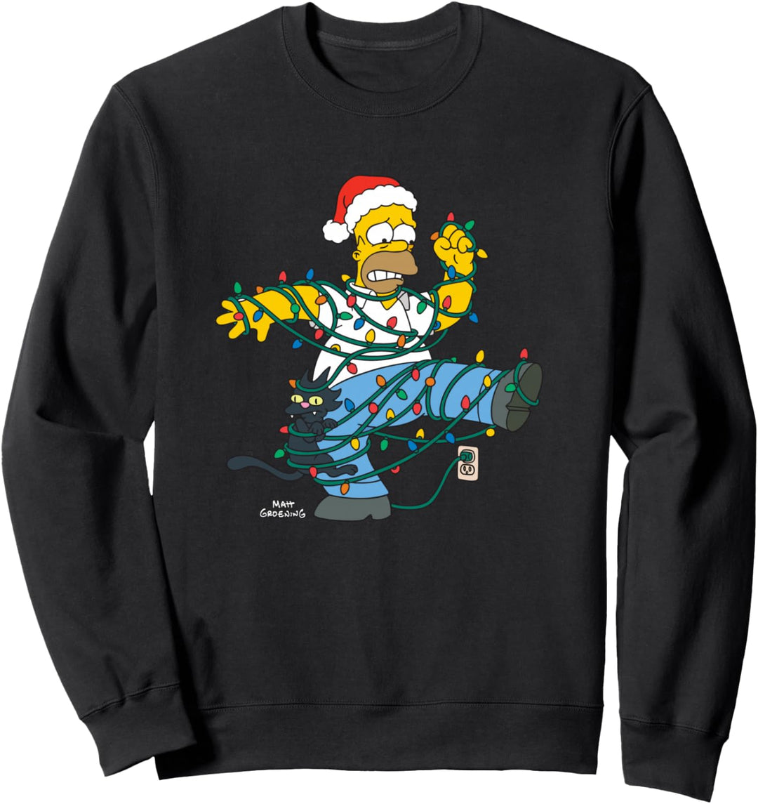 The Simpsons Homer and Snowball Tangled Holiday Sweatshirt