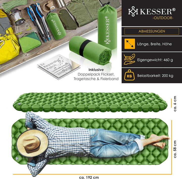 KESSER® Camping Matratze Isomatte Aufblasbare Luftmatratze Campingmatte, inkl. Tragebeutel Outdoor U