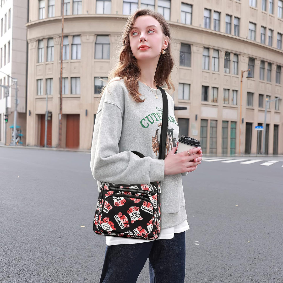 DIRRONA Mode Damen Handtasche Damen Umhängetasche Klein Rucksack Drucken Schultertaschen Multi-Tasch