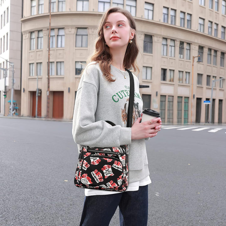 DIRRONA Mode Damen Handtasche Damen Umhängetasche Klein Rucksack Drucken Schultertaschen Multi-Tasch