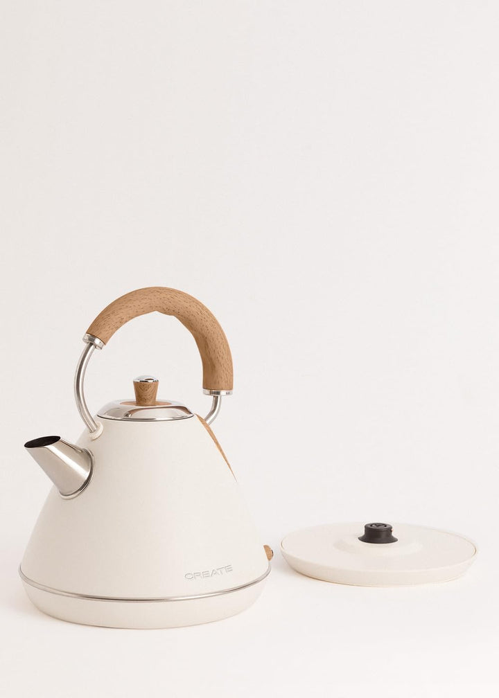 CREATE/KETTLE RETRO L/Elektrischer Wasserkocher Cremeweiss/Schnelles Aufkochen, Fassungsvermögen 1,7