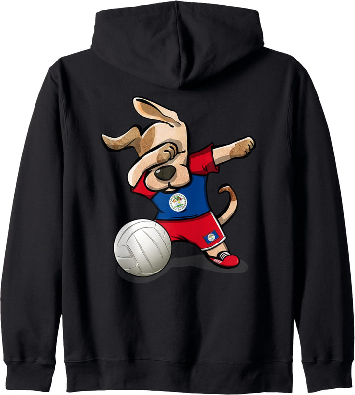 Lustiger Tupfender Hund Belize Volleyball - Belizean Flagge Kapuzenjacke