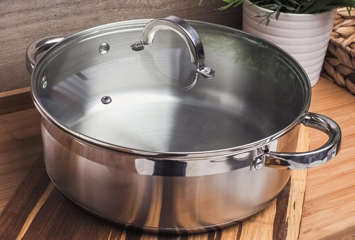 Flach Topf mit Deckel in vielen Grössen Kochtopf Töpfe Induktion Edelstahl (3,5L/∅24cm), 3,5L/&amp;