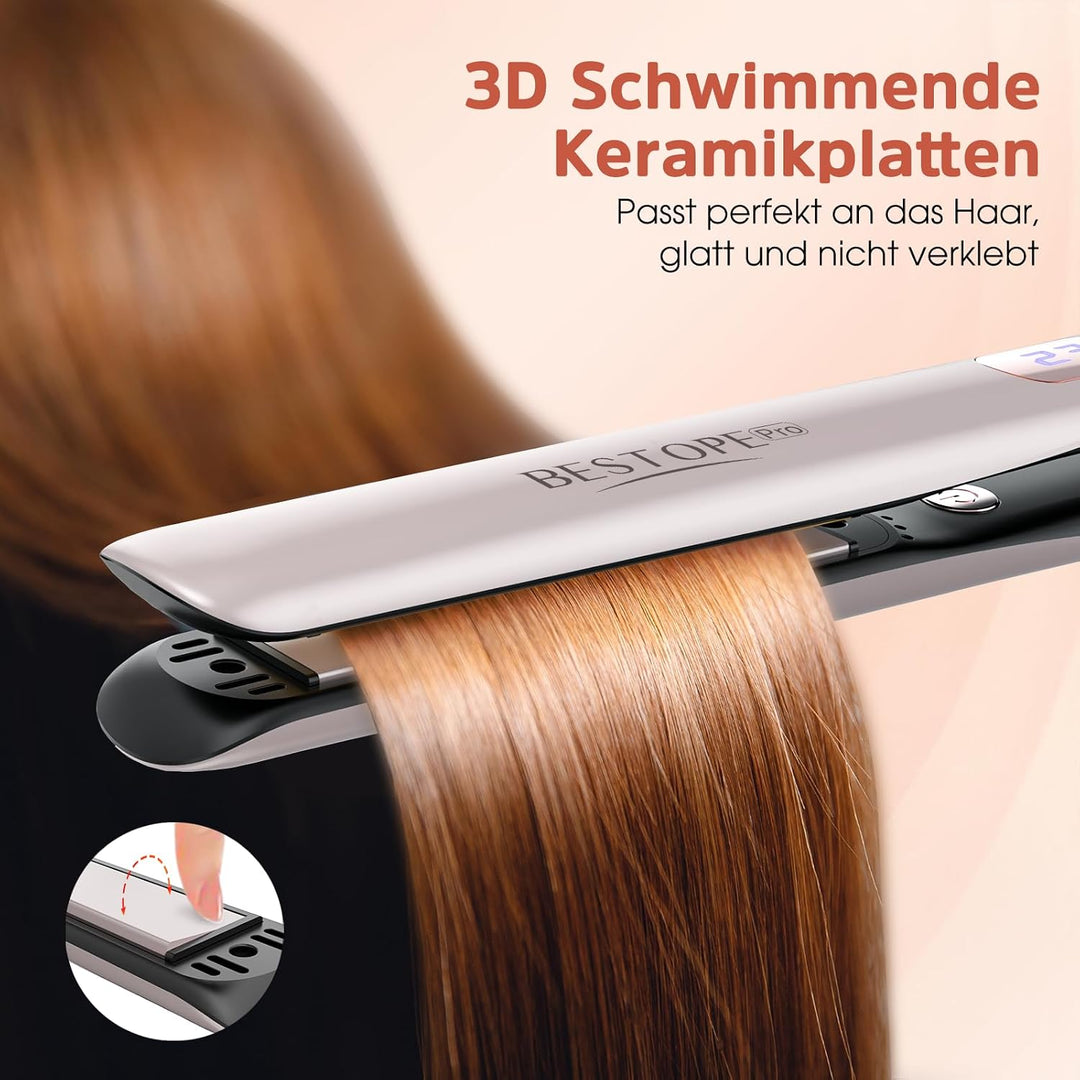 Glätteisen Locken und Glätten - Professional Ionen Haarglätter Weniger Frizz &amp; Statische Aufladung,