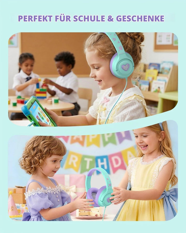 iClever kopfhörer Kinder,85 dBA Sicherer Klang,Faltbarer Over-Ear 3.5 mm kopfhörer Kinder mit Kabel,