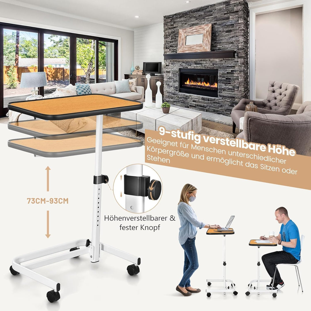 FANTASK höhenverstellbarer Pflegetisch, 60,5 x 40 x 73-93 cm des Pflegetisches, Krankentisch mit in