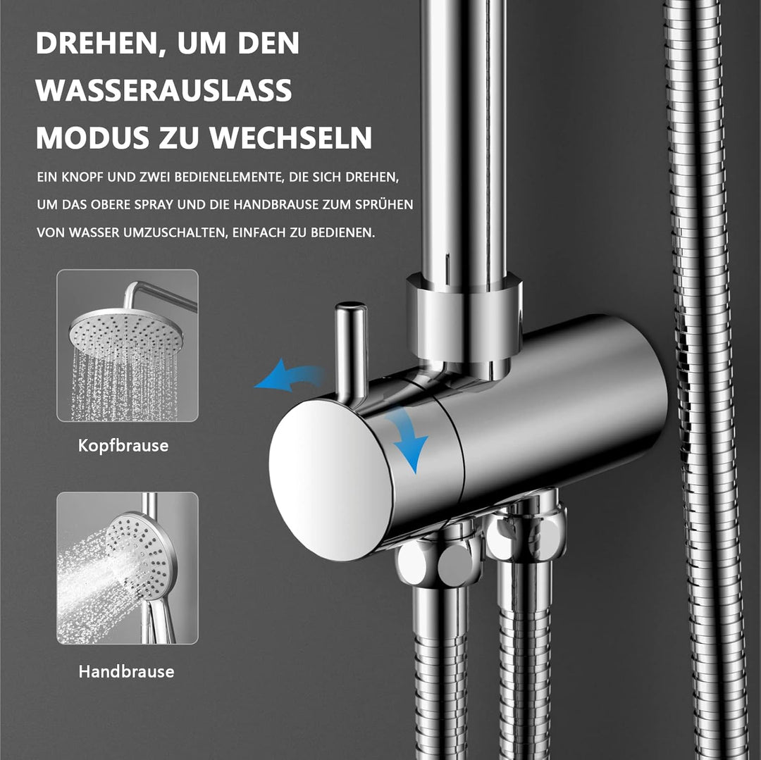 KOMIRO Duschsystem ohne Armatur, Regendusche ohne armatur Duschstangeset Duschsäule Set Duschset mit