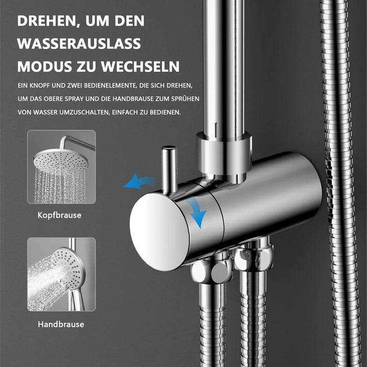 KOMIRO Duschsystem ohne Armatur, Regendusche ohne armatur Duschstangeset Duschsäule Set Duschset mit
