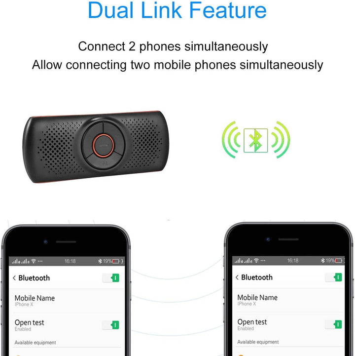 Car Handsfree Bluetooth Kit 2 Telefone gleichzeitig verbunden, Lange Lebensdauer der Batterie Car Vi