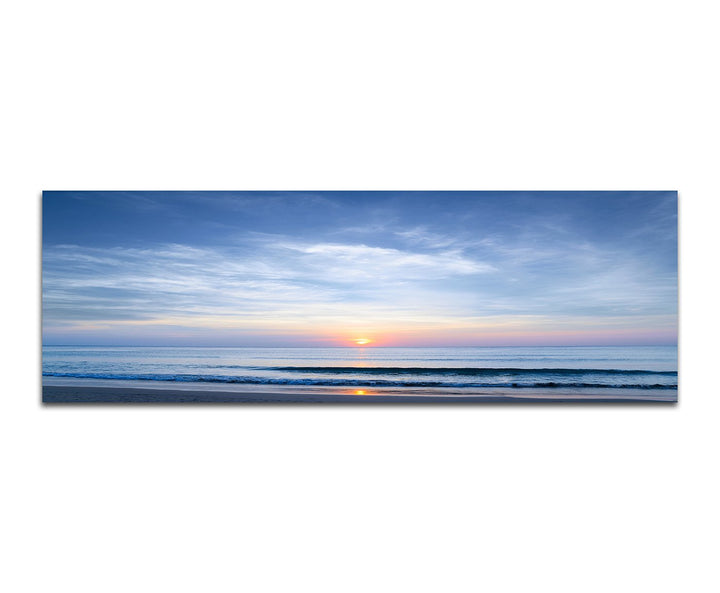 Paul Sinus Art Panoramabild auf Leinwand und Keilrahmen 150x50cm Meer Strand Wellen Wolkenhimmel Son