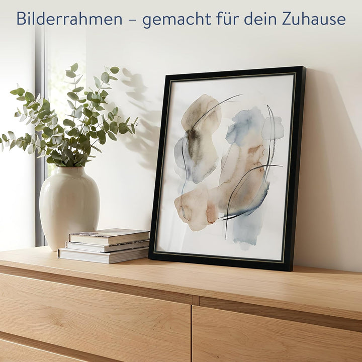 WANDStyle Bilderrahmen Landhaus Stil 30x42cm DIN A3 I Farbe: Schwarz I Fotorahmen I Holzbilderrahmen