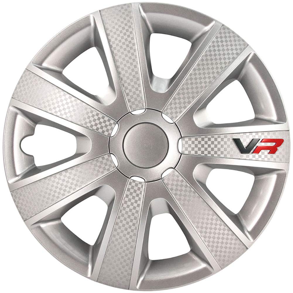 AUTO-STYLE Satz Radzierblenden VR 14-Zoll Silber/Karbon-Look/Logo Silber/Karbon-Optik/Logo 14-inch,