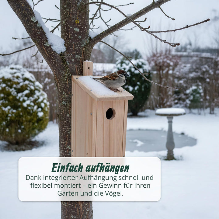 Relaxdays Nistkasten Bausatz für Vögel, 2er Set, 32 mm Flugloch, HBT 26x12x13,5 cm, Vogelhaus selber