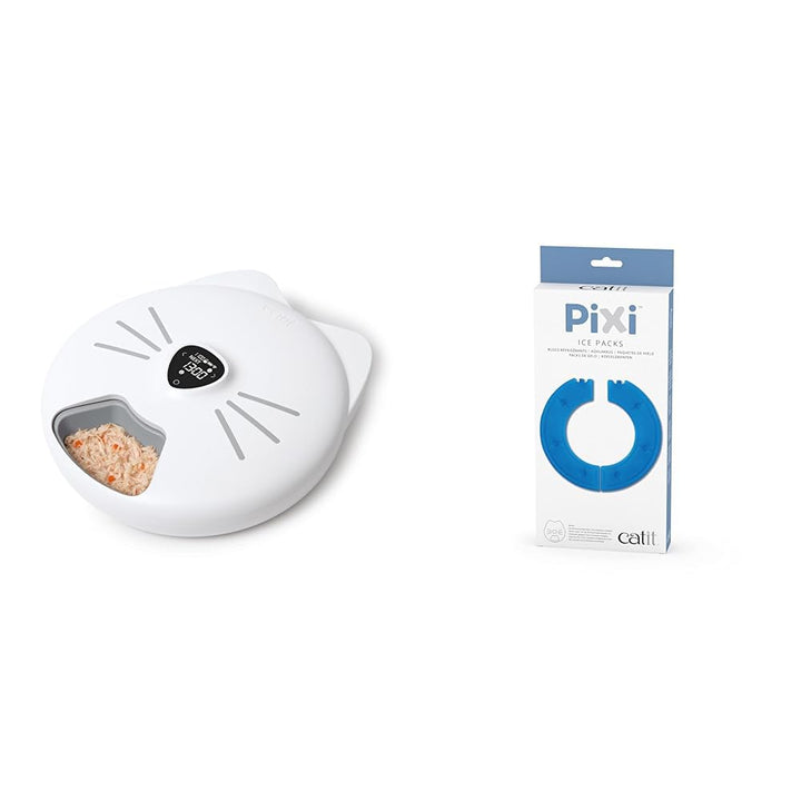 Catit - PIXI Smart Futterautomat mit 6 Mahlzeiten (Nassfutter) + CA Pixi Kühlakku f. 6-Meal Feeder,