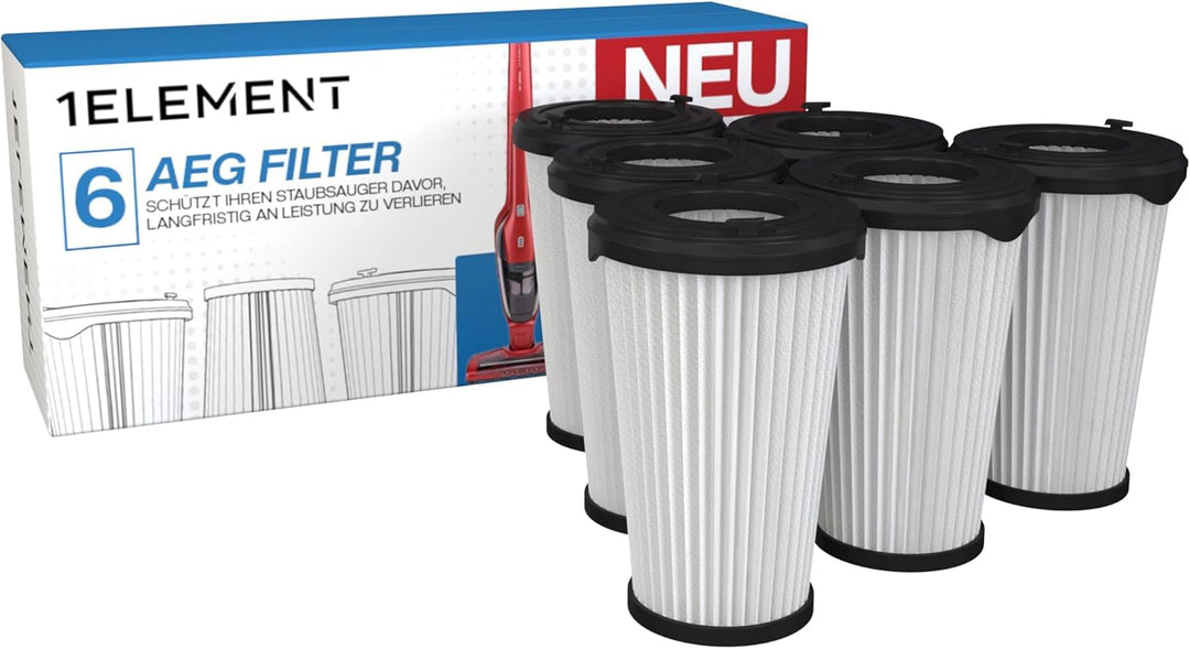 6 Filter für AEG Staubsauger [CX7, CX7-2 & QX8] – ersetzt AEF150 – Ersatzfilter Filterset für Akku-S