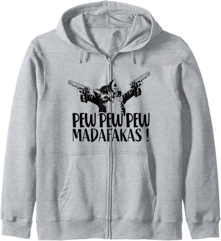 Cat Pew Pew Madafakas Vintage Crazy Cat lustige Katze Kapuzenjacke