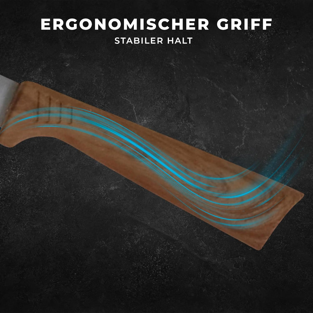 KARL HAUSMANN Messerblock mit Messer-Set - 6 teilig, Küchenmesser Set Edelstahl ink. Kochmesser, Bro