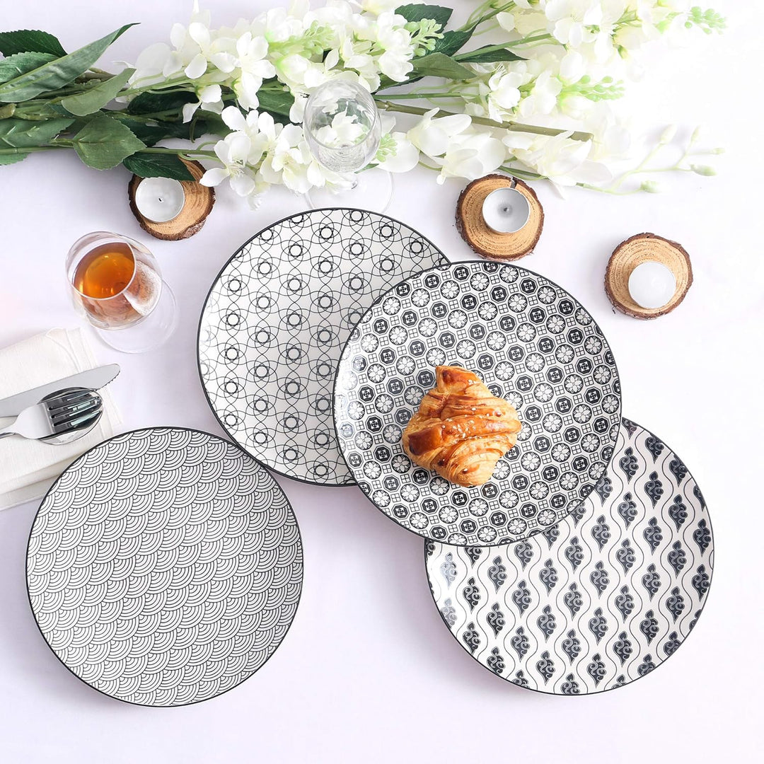 vancasso, Haruka 8 teilig Porzellan Dessertteller Set, Durchmesser 21,5 cm Rund Kuchenteller, Frühst