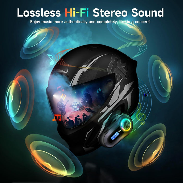 Moman Motorrad Helm Headset, H4M mit【LCD Bildschirm &amp; 6 EQ-Modus】 Motorcycle Helmet Kopfhörer Motorr
