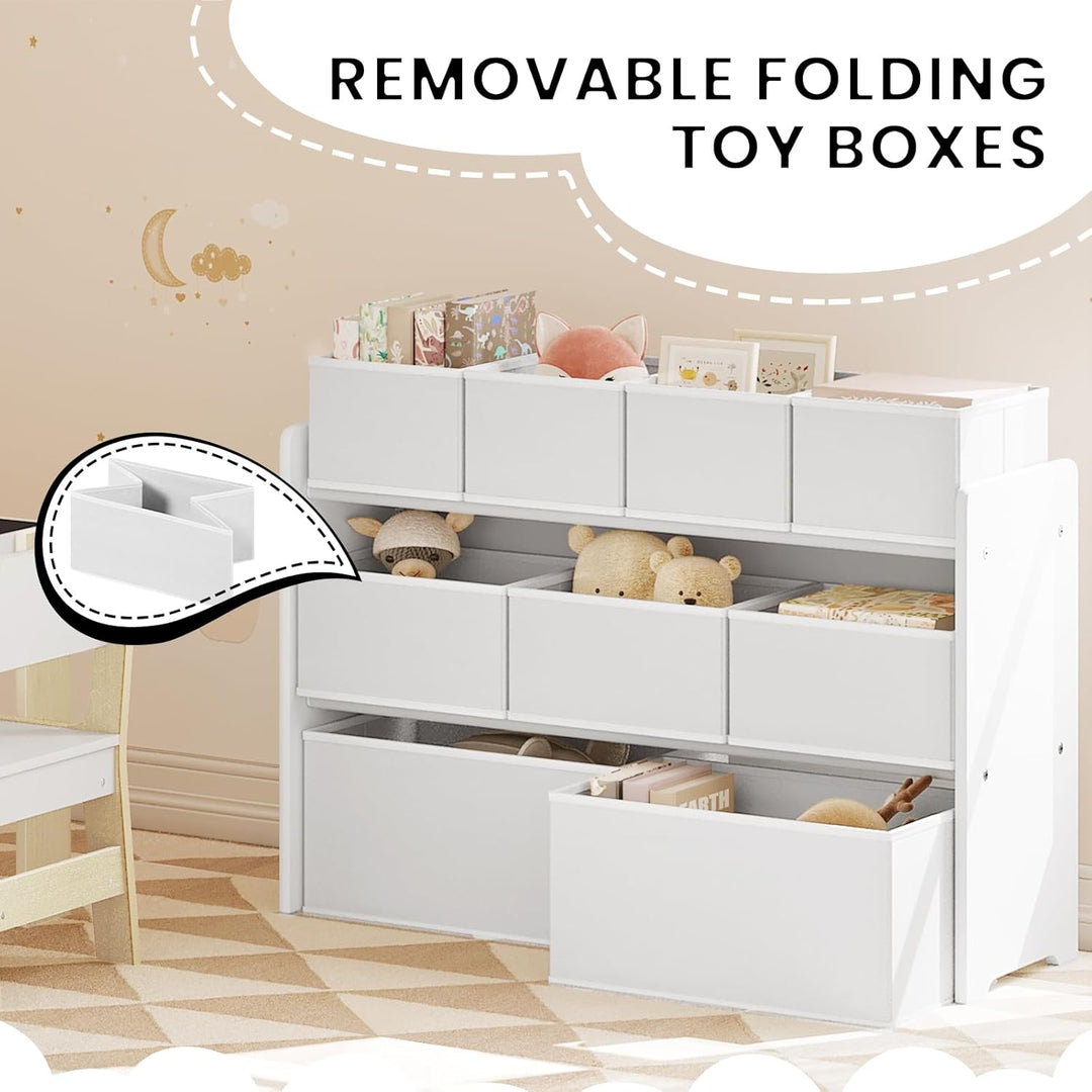 Lestarain Kinderregal mit 9 Aufbewahrungsboxen, Spielzeugregal, Regal Kinderzimmer Spielzimmer, Kind