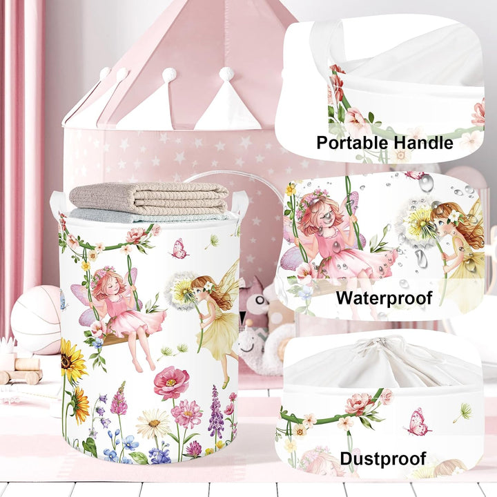 Entzückende Prinzessin Gross Wäschekorb Schmetterling Blume Stoff Aufbewahrungskorb Kleidung Spielze