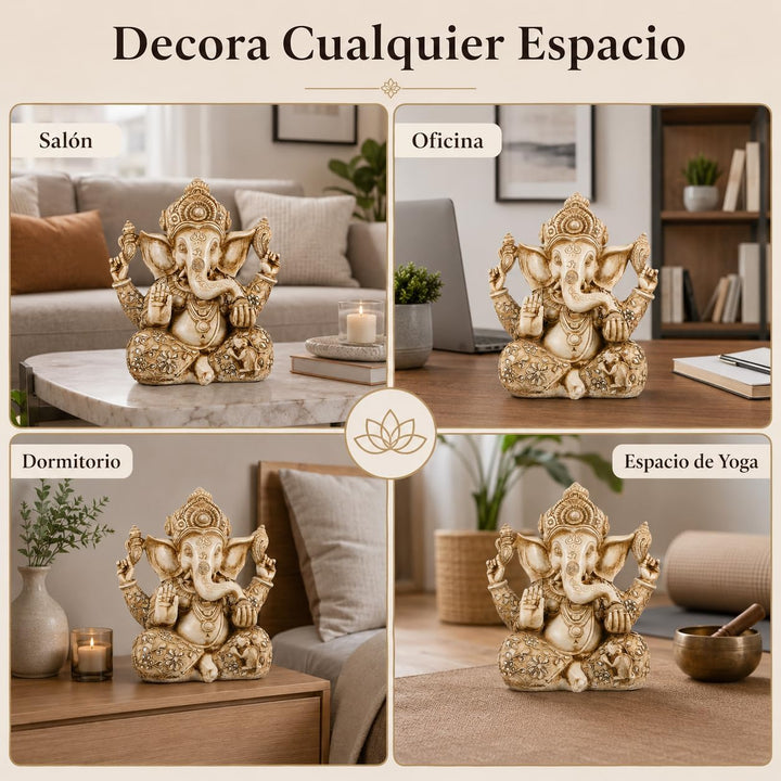 DOITOOL Hindu-Gott Ganesha Idol Statue Indischer Elefant Buddha Ganesha Skulptur 26,5 x 30,5 cm Sege